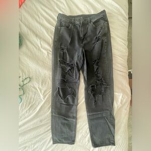 Black Destroyed American Eagle Mom Jeans Size 6